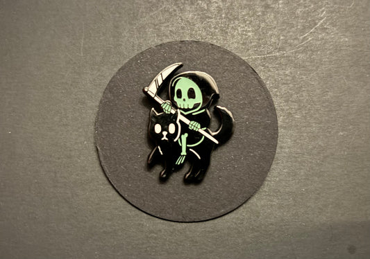 Grim Reaper on a Cat - pin