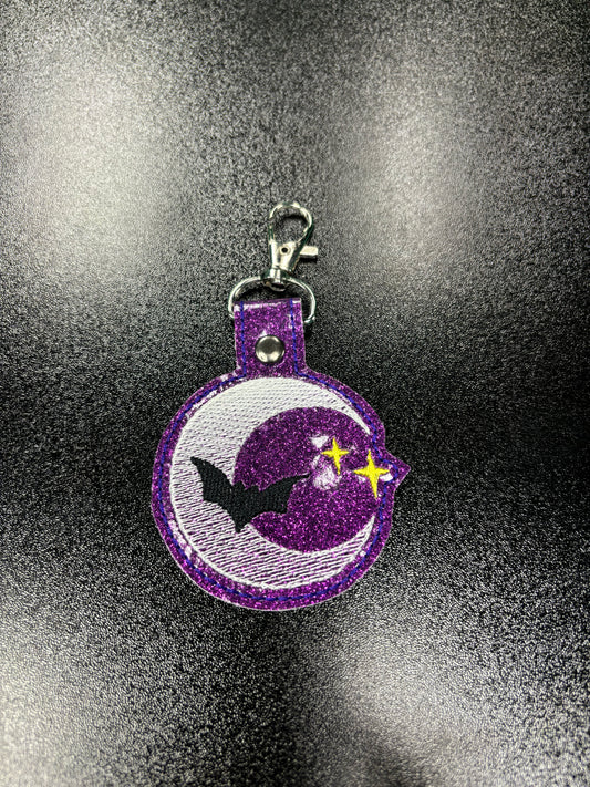 Stitched Purple Moon - Keychain