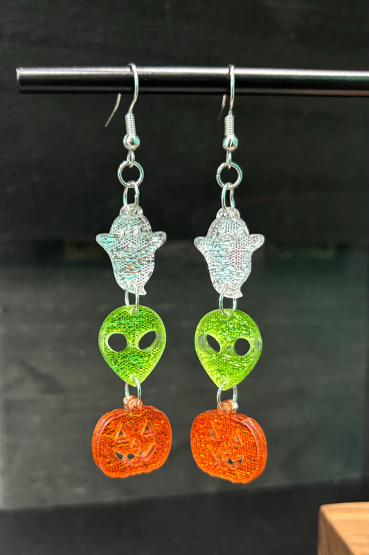 Ghost Alien Pumpkin - Earrings