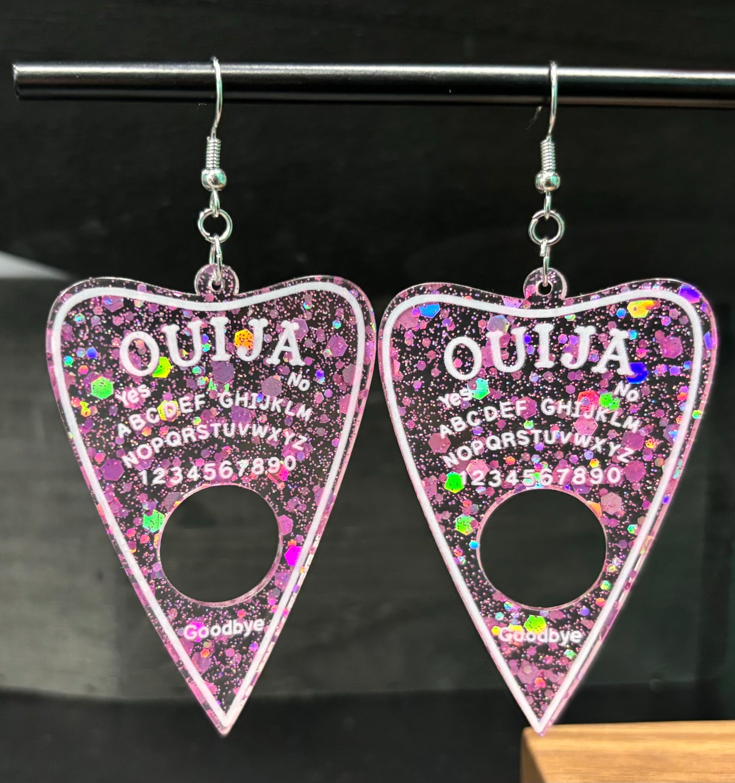 Jumbo Pink Sparkle Ouija Plachette - Earrings