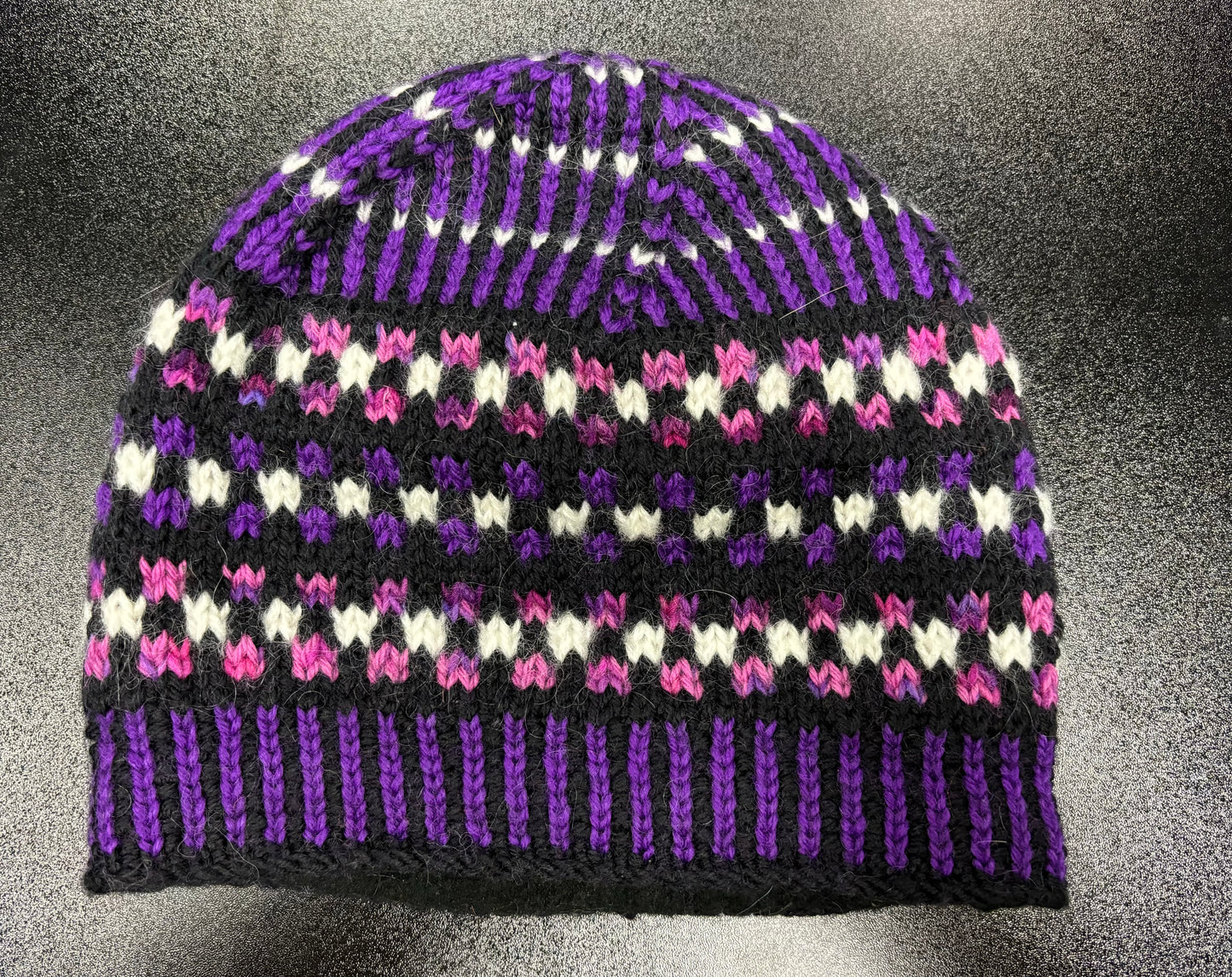 Pink and Purple with White Squares - Wool Hat