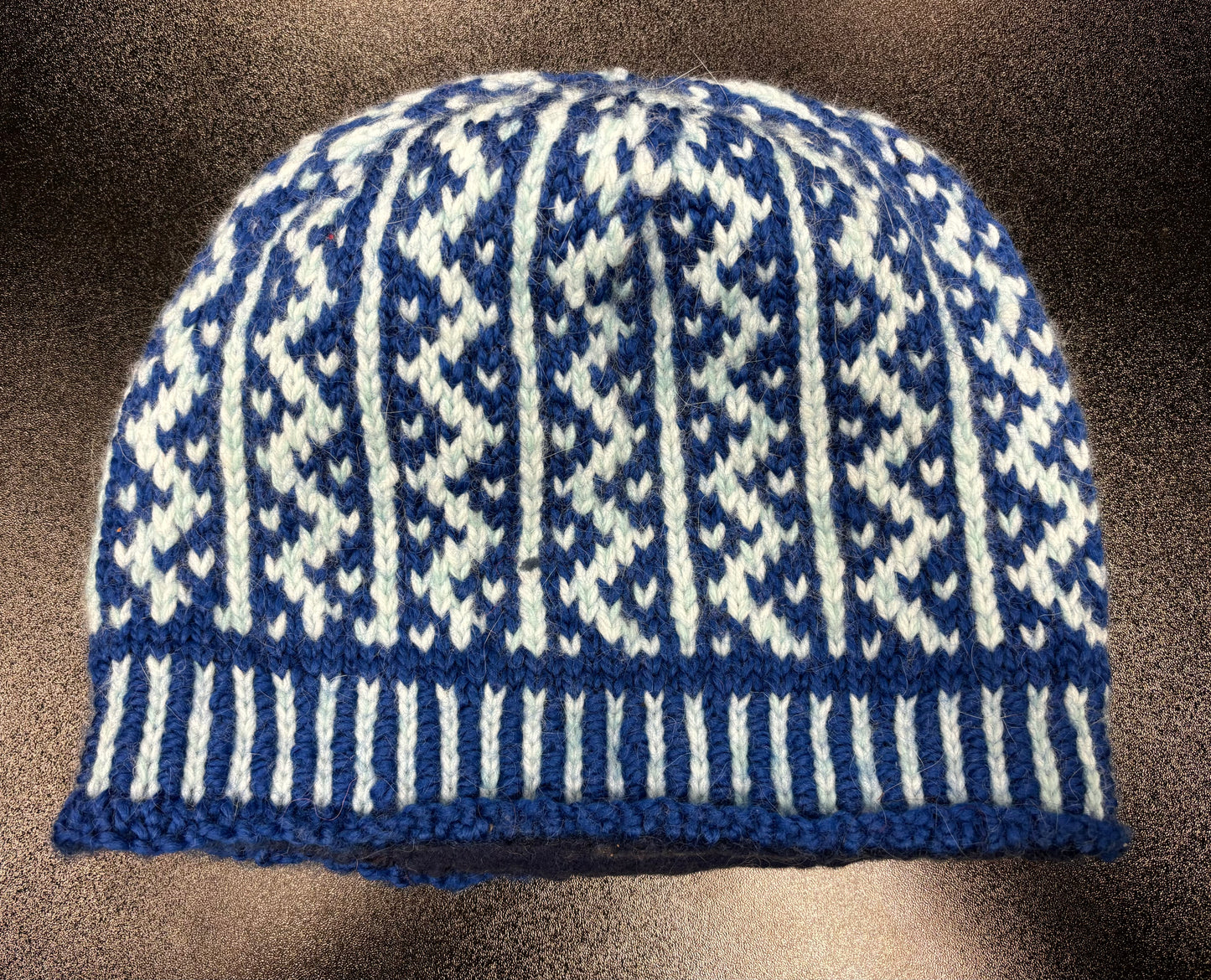 Blue with White Zigzag - Wool Hat