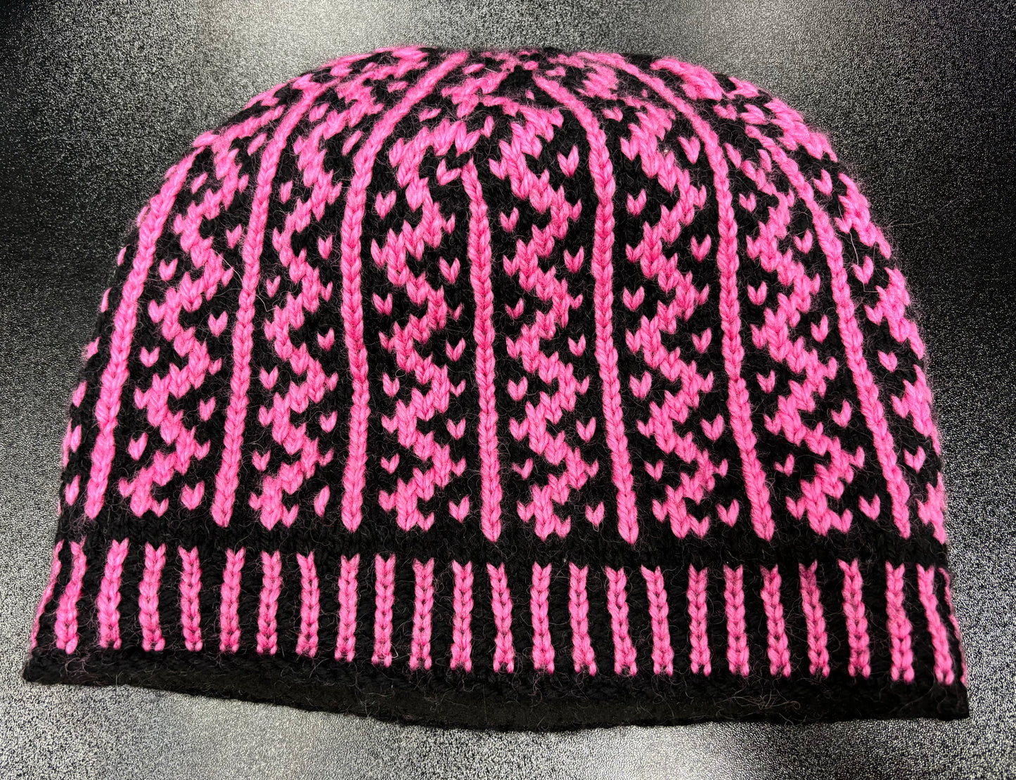 Pink and Black Zigzag - Wool Hat