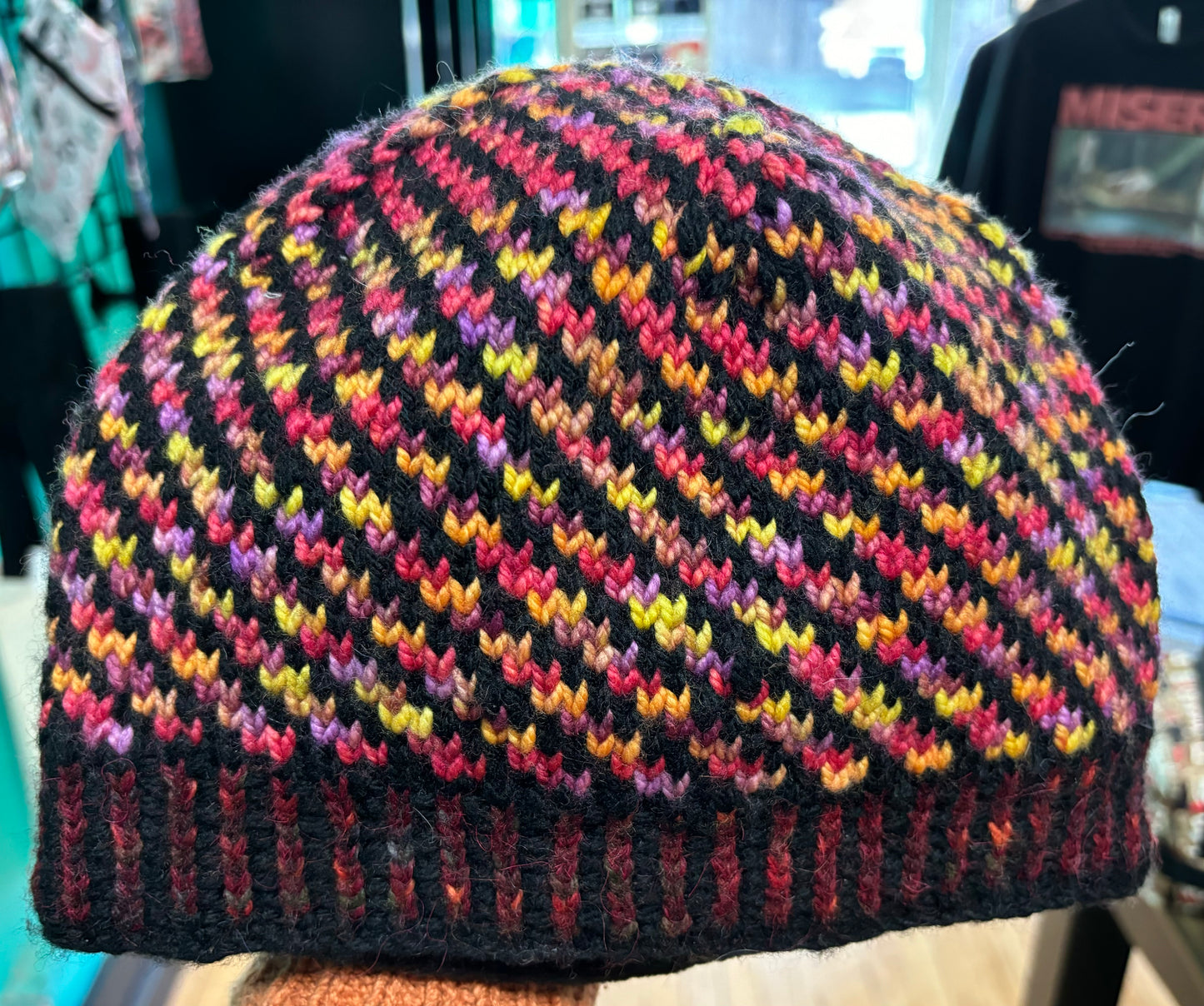 Black and Pastels Diagonal Pattern - Wool Hat