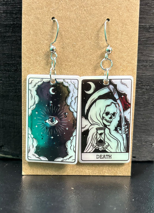 White Tarot Card - Earrings