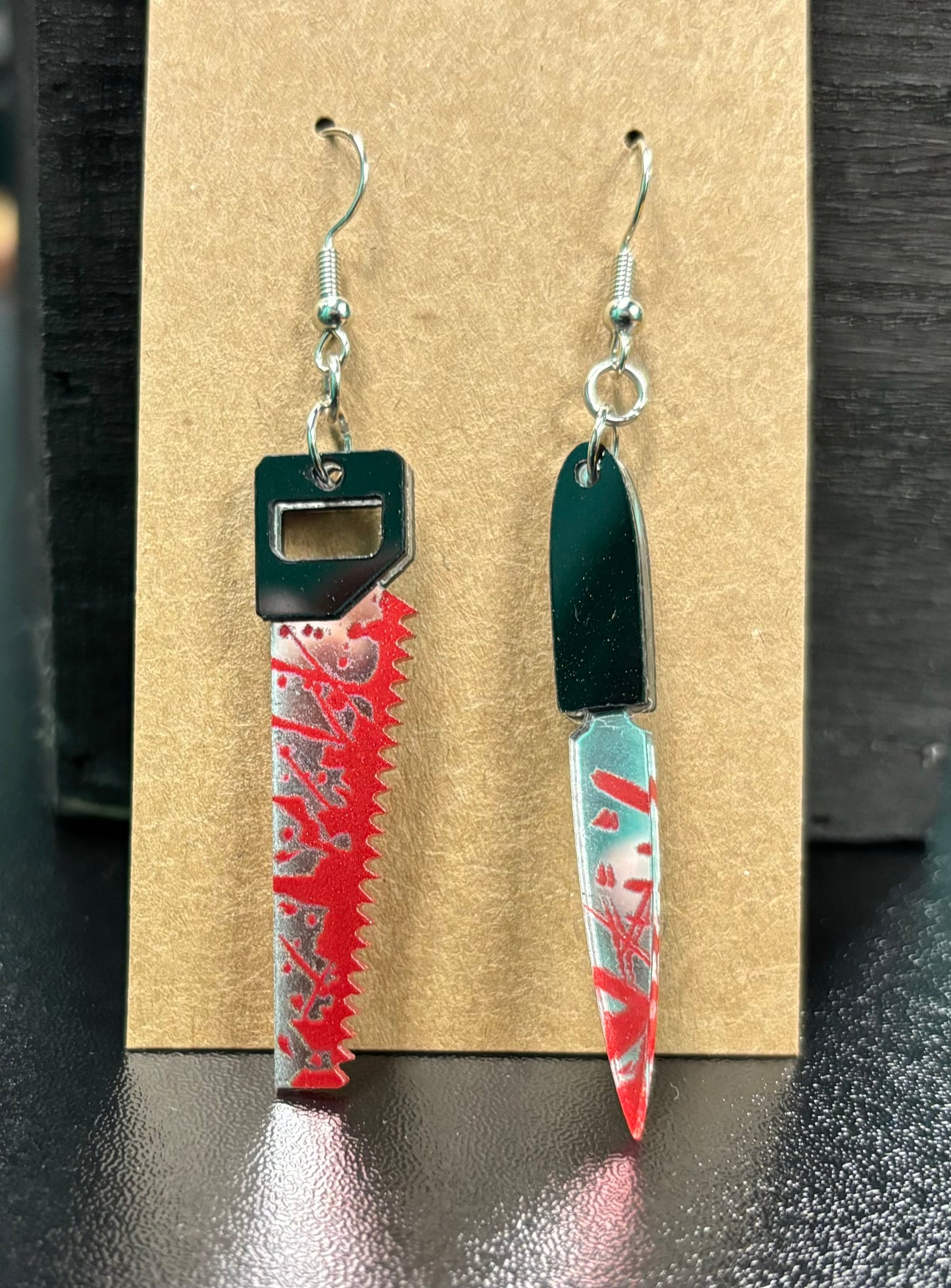 Bloody Saw and Knife - Earrings