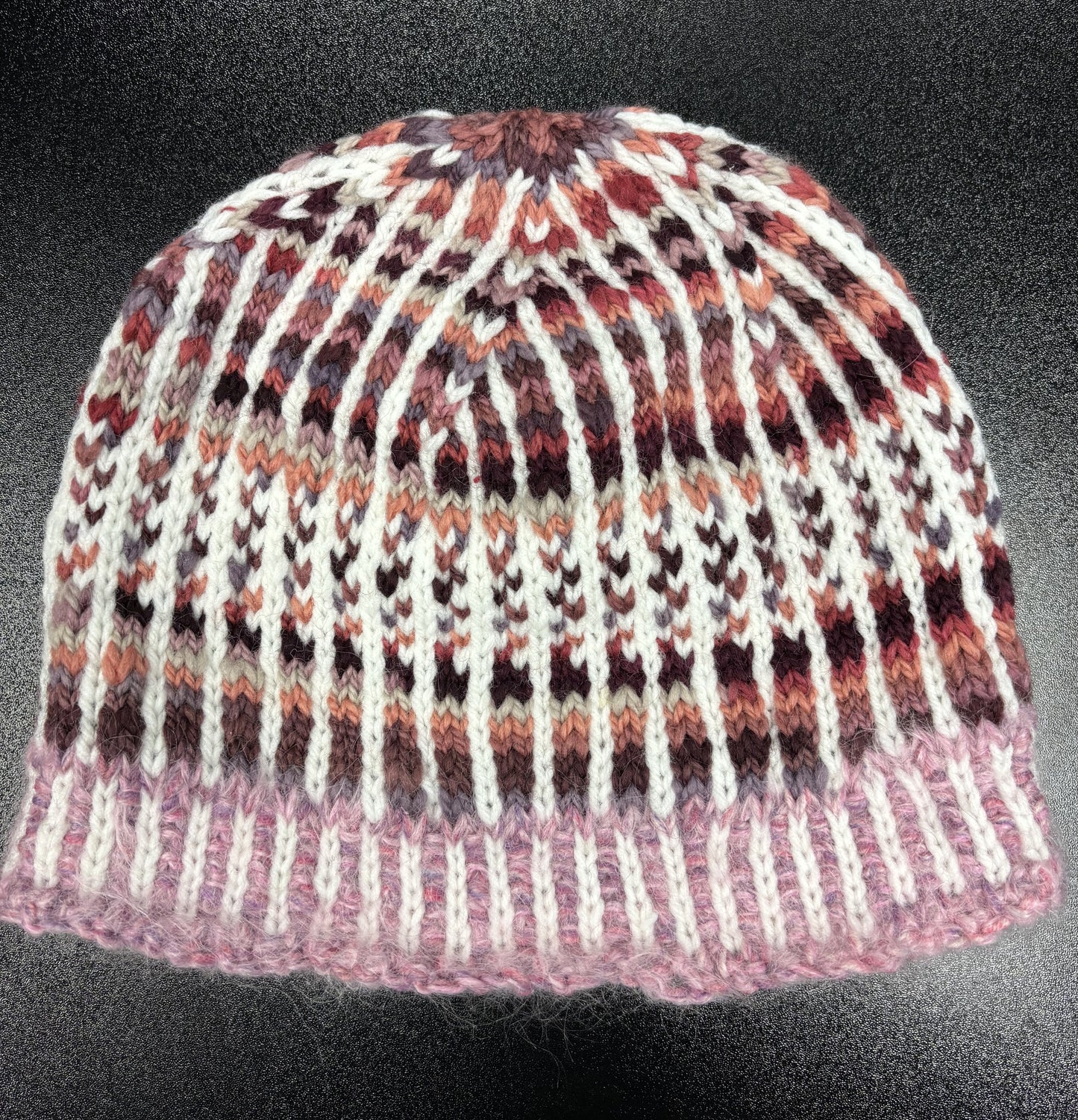 Pink, Maroon, and White - Wool hat