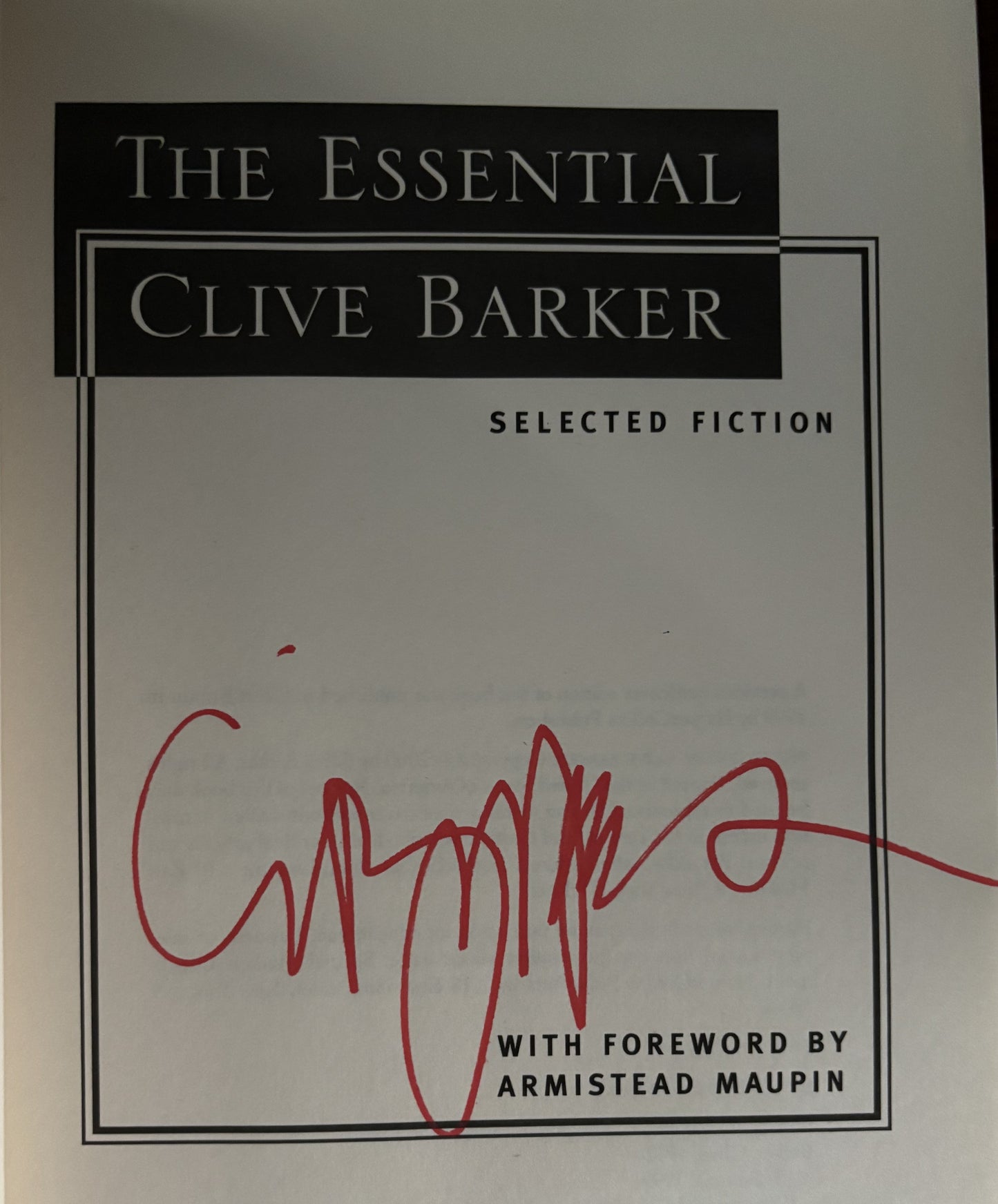 The Essential Clive Barker (book) - Autographed - New